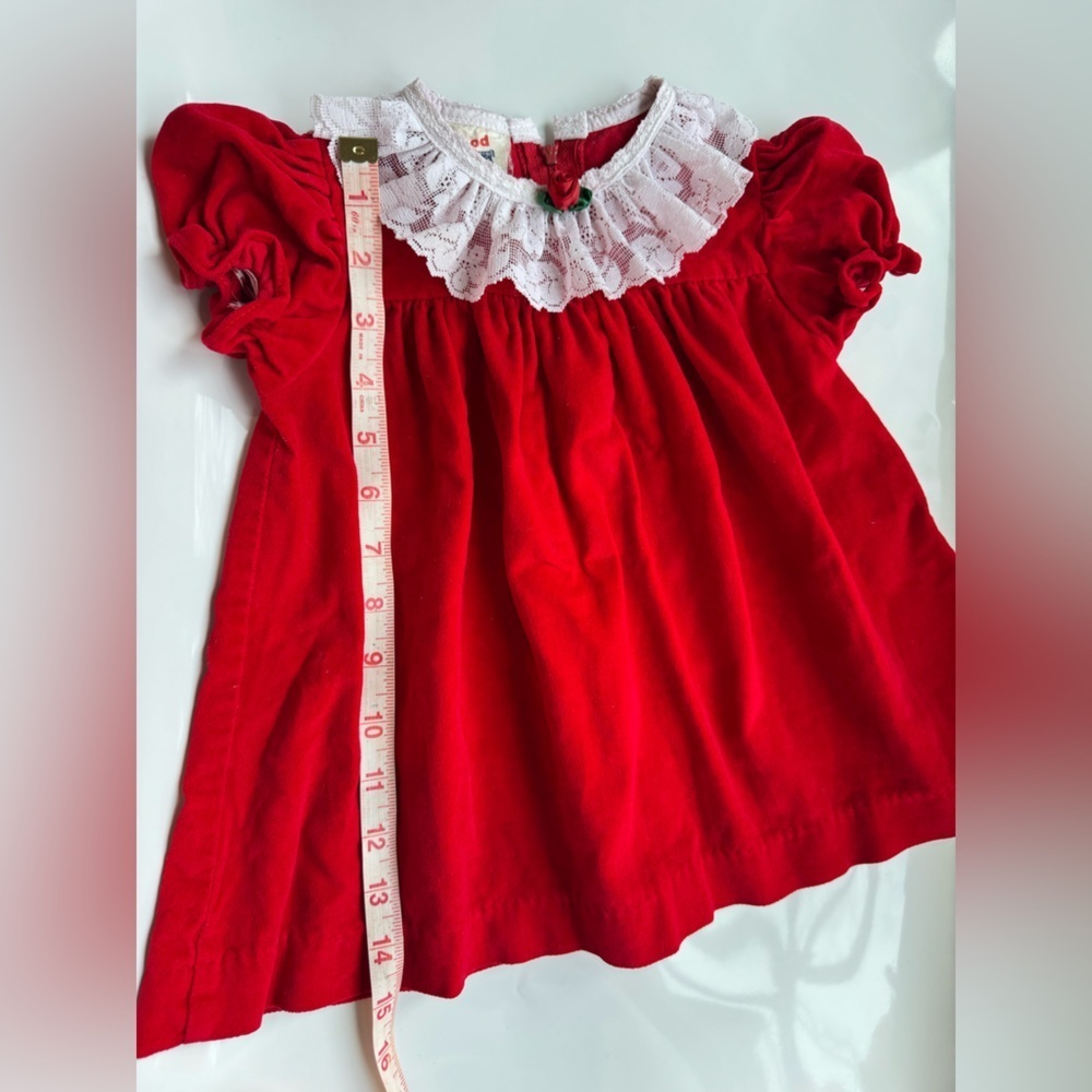 Vintage Good Lad Red Velvet Baby Dress – 24M - Picture 6 of 8
